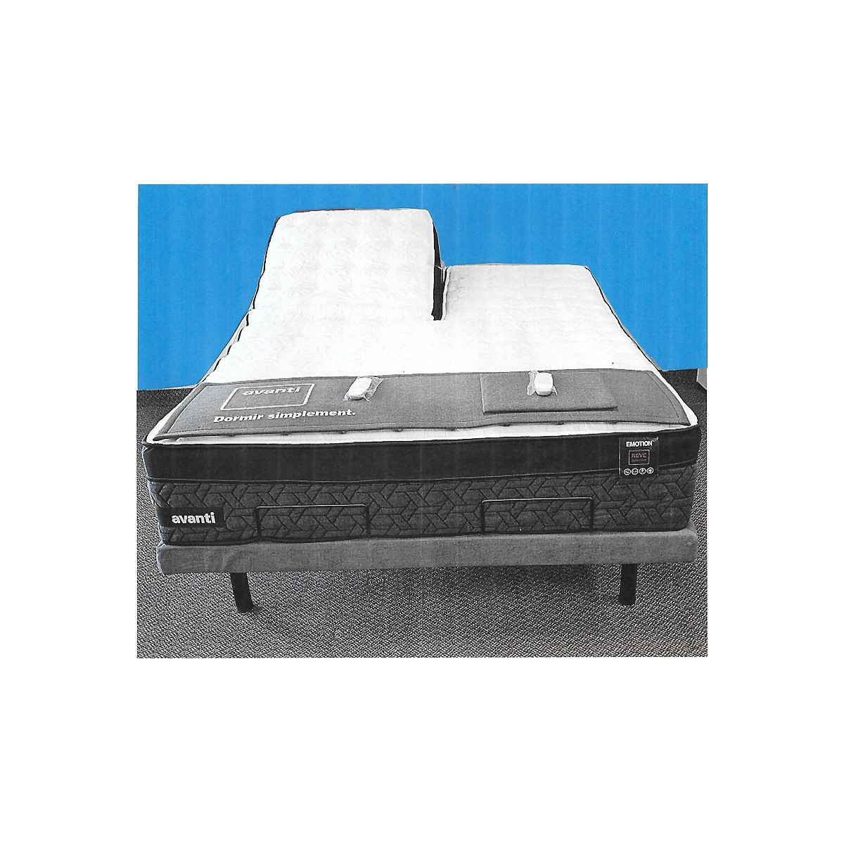 Half duo adjustable bed with Emotion mattress